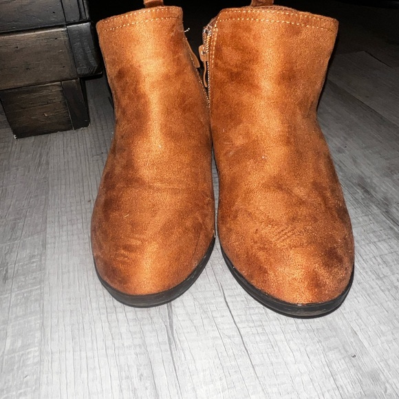 Forever Cognac Suede Ankle Booties with Side Zip - Picture 4 of 6